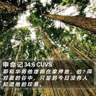 申 命 记 34:6 CUVS Bible Verse Image