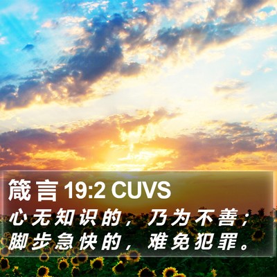 箴 言 19:2 CUVS Bible Verse Image