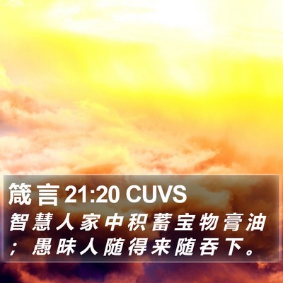箴 言 21:20 CUVS Bible Verse Image