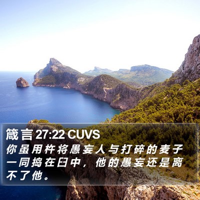 箴 言 27:22 CUVS Bible Verse Image