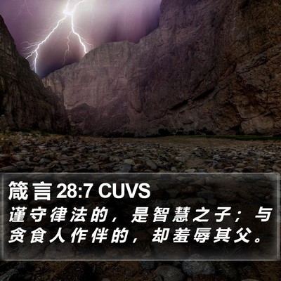 箴 言 28:7 CUVS Bible Verse Image