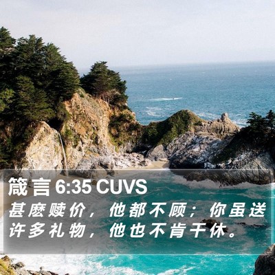 箴 言 6:35 CUVS Bible Verse Image
