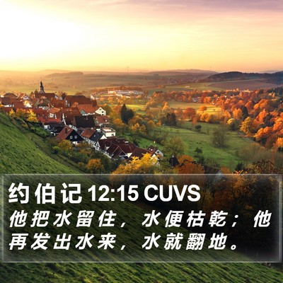 约 伯 记 12:15 CUVS Bible Verse Image