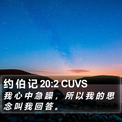 约 伯 记 20:2 CUVS Bible Verse Image