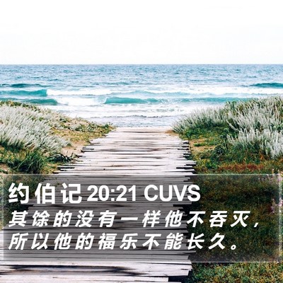 约 伯 记 20:21 CUVS Bible Verse Image
