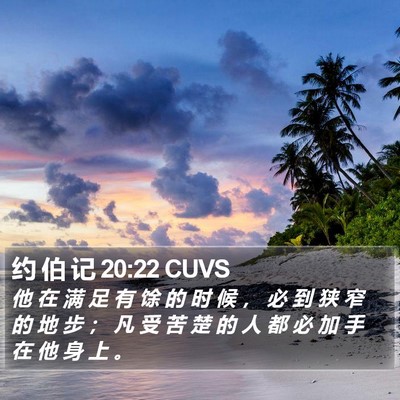 约 伯 记 20:22 CUVS Bible Verse Image