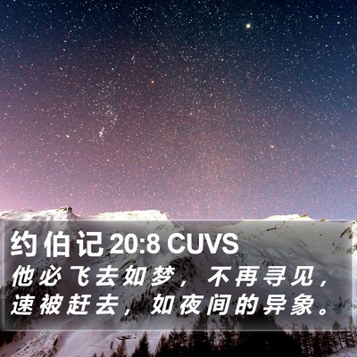 约 伯 记 20:8 CUVS Bible Verse Image
