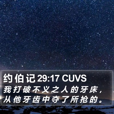 约 伯 记 29:17 CUVS Bible Verse Image