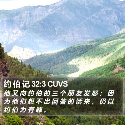 约 伯 记 32:3 CUVS Bible Verse Image
