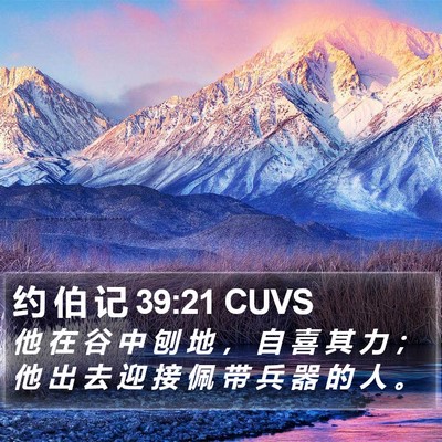 约 伯 记 39:21 CUVS Bible Verse Image