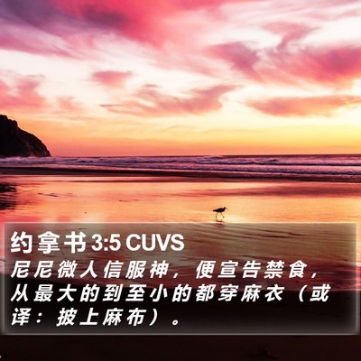 约 拿 书 3:5 CUVS Bible Verse Image