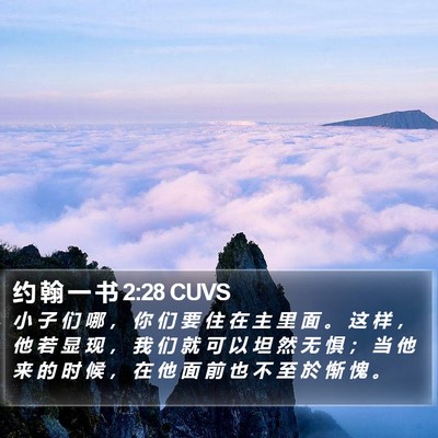 约 翰 一 书 2:28 CUVS Bible Verse Image