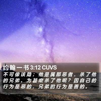 约 翰 一 书 3:12 CUVS Bible Verse Image