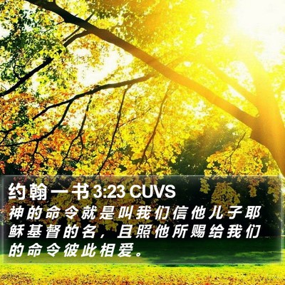约 翰 一 书 3:23 CUVS Bible Verse Image