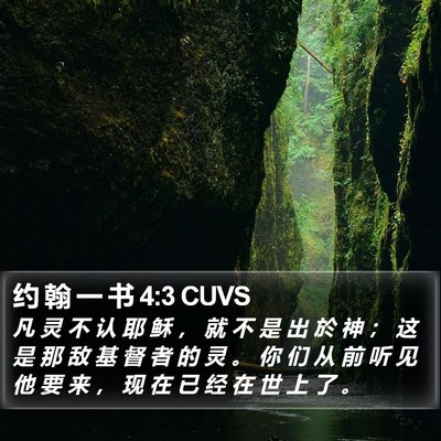 约 翰 一 书 4:3 CUVS Bible Verse Image