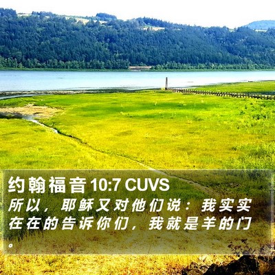 约 翰 福 音 10:7 CUVS Bible Verse Image