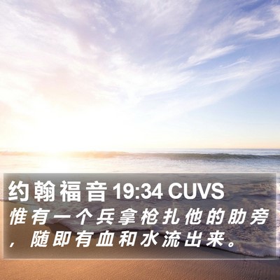 约 翰 福 音 19:34 CUVS Bible Verse Image