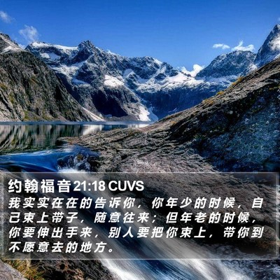 约 翰 福 音 21:18 CUVS Bible Verse Image