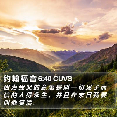 约 翰 福 音 6:40 CUVS Bible Verse Image