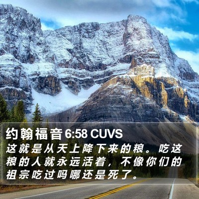 约 翰 福 音 6:58 CUVS Bible Verse Image