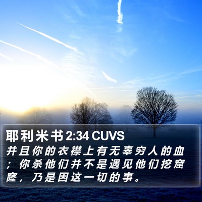 耶 利 米 书 2:34 CUVS Bible Verse Image