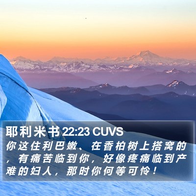 耶 利 米 书 22:23 CUVS Bible Verse Image