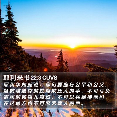 耶 利 米 书 22:3 CUVS Bible Verse Image