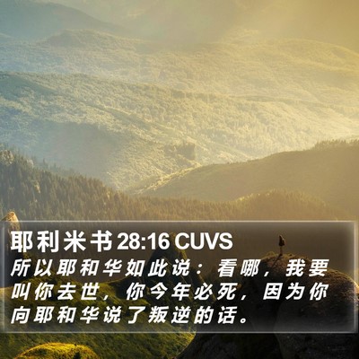 耶 利 米 书 28:16 CUVS Bible Verse Image