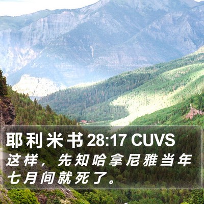 耶 利 米 书 28:17 CUVS Bible Verse Image