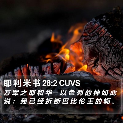 耶 利 米 书 28:2 CUVS Bible Verse Image