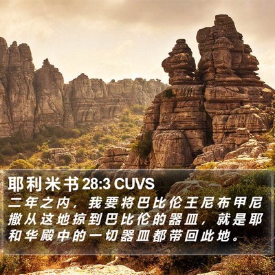 耶 利 米 书 28:3 CUVS Bible Verse Image