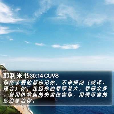 耶 利 米 书 30:14 CUVS Bible Verse Image