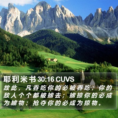 耶 利 米 书 30:16 CUVS Bible Verse Image