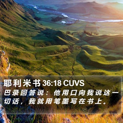 耶 利 米 书 36:18 CUVS Bible Verse Image