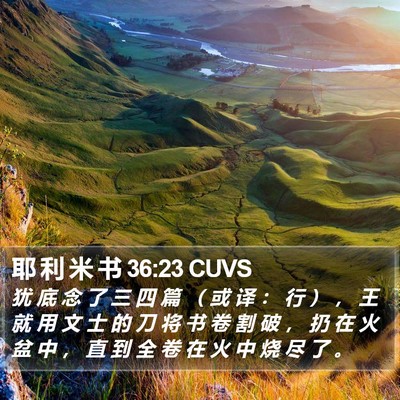 耶 利 米 书 36:23 CUVS Bible Verse Image