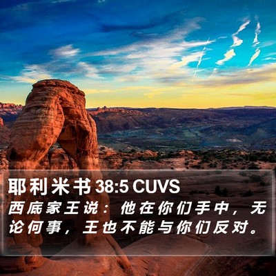 耶 利 米 书 38:5 CUVS Bible Verse Image