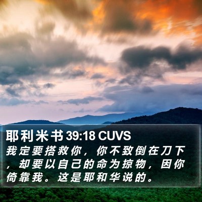 耶 利 米 书 39:18 CUVS Bible Verse Image
