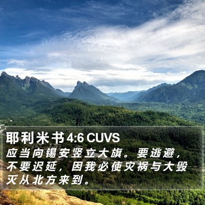 耶 利 米 书 4:6 CUVS Bible Verse Image