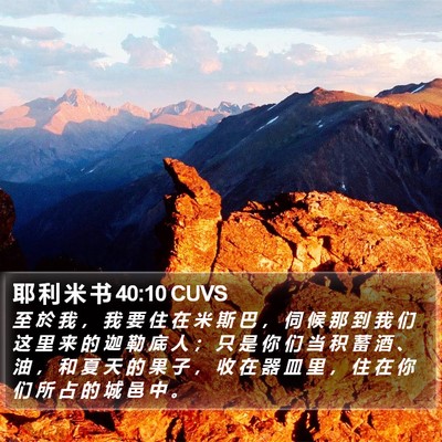 耶 利 米 书 40:10 CUVS Bible Verse Image