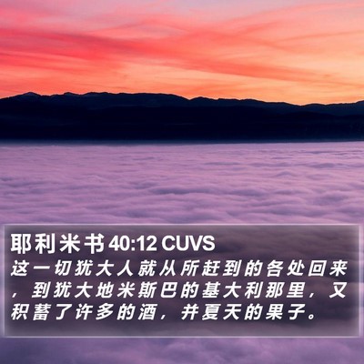 耶 利 米 书 40:12 CUVS Bible Verse Image