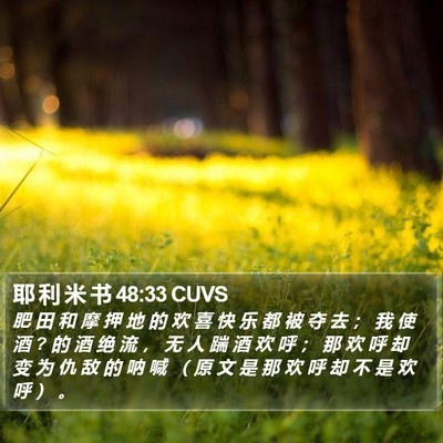 耶 利 米 书 48:33 CUVS Bible Verse Image