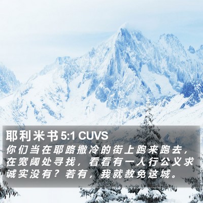 耶 利 米 书 5:1 CUVS Bible Verse Image