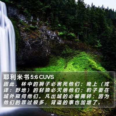 耶 利 米 书 5:6 CUVS Bible Verse Image