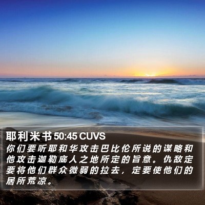 耶 利 米 书 50:45 CUVS Bible Verse Image