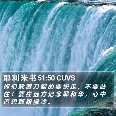 耶 利 米 书 51:50 CUVS Bible Verse Image