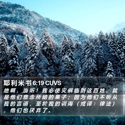 耶 利 米 书 6:19 CUVS Bible Verse Image