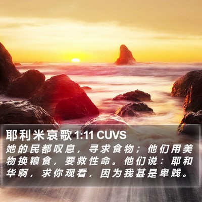 耶 利 米 哀 歌 1:11 CUVS Bible Verse Image