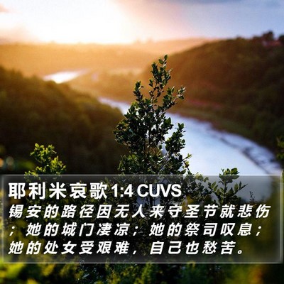 耶 利 米 哀 歌 1:4 CUVS Bible Verse Image