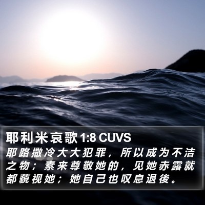 耶 利 米 哀 歌 1:8 CUVS Bible Verse Image