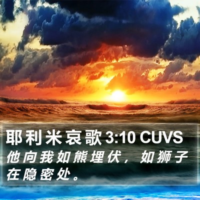 耶 利 米 哀 歌 3:10 CUVS Bible Verse Image